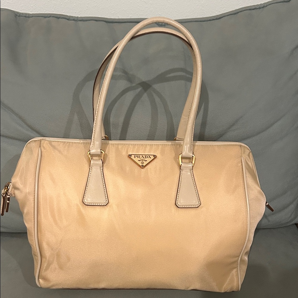 Prada Creme Nylon Vintage Tote
